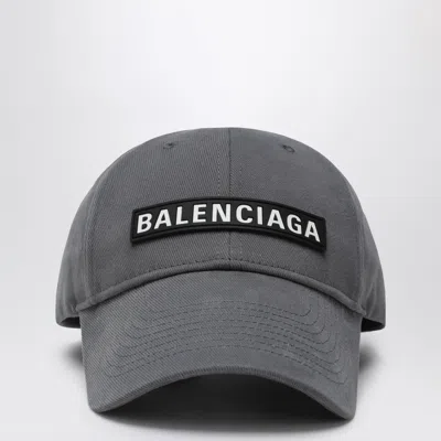 Balenciaga Grey Cotton Patch Baseball Cap In Gray