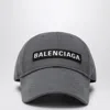 Balenciaga Grey Cotton Patch Baseball Cap Men In Gray
