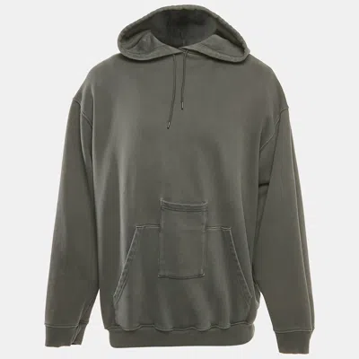 Pre-owned Balenciaga Grey Cotton Pocket Detail Oversized Hoodie S In Gray