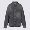 Balenciaga Blue Oversized Shirt With Chest Pocket And Washed Effect In Cotton Woman