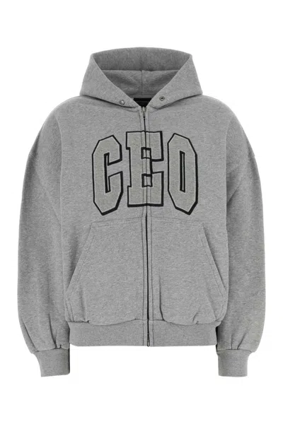 Balenciaga Grey Cotton Sweatshirt In Gray