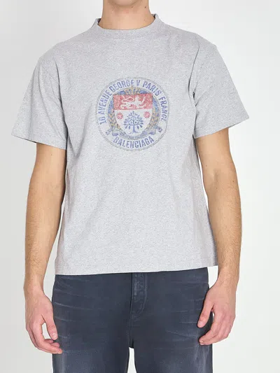 Balenciaga Grey Cotton T-shirt In Gray