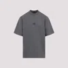 Balenciaga Men Grey Crewneck T-shirt With Logo Embroidery On The Front In Cotton Man In Gray