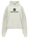 Balenciaga Logo Cropped Hoodie With Dropped Shoulders In Neutral