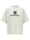 Balenciaga Cropped Logo T-shirt Short Sleeves In Neutral