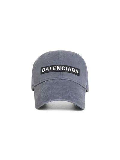 Balenciaga Grey Drill Patch Baseball Cap In Gray
