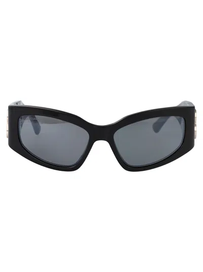 Balenciaga Grey-grey-grey Acetate Sunglasses In Blue