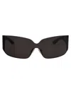 Balenciaga Grey-grey-grey Nylon Sunglasses In Black