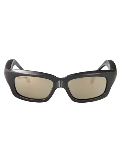 Balenciaga Grey-grey-white Bio Injection Sunglasses In Black