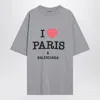 Balenciaga Grey Crewneck T-shirt With Maxi Logo Print On The Front In Cotton Woman
