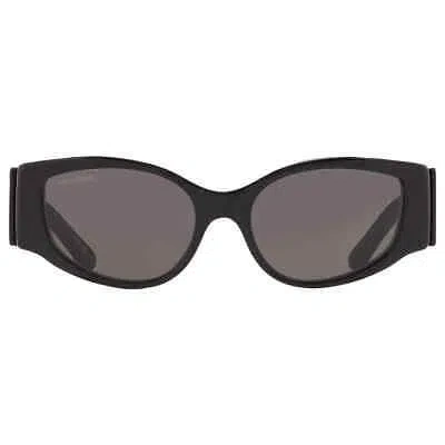 Pre-owned Balenciaga Grey Irregular Ladies Sunglasses Bb0258s 007 56 Bb0258s 007 56 In Gray