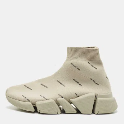 Pre-owned Balenciaga Grey Knit Fabric Speed Trainer Sneakers Size 36