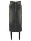 Balenciaga Denim Skirt With Laces Interwining In Black