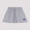 Balenciaga Grey Miniskirt With Logo Embroidery On The Front And Elastic Drawstring Waist In Cotton Woman In Gray