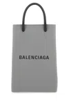 Balenciaga Woman Grey Leather Phone Case In 1160