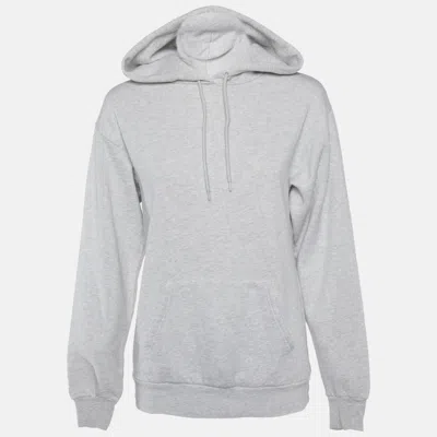 Pre-owned Balenciaga Grey Logo Applique Hooded Sweatshirt S