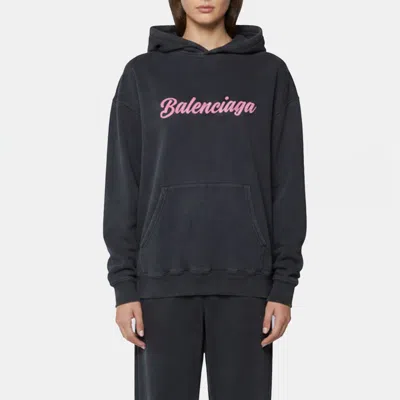 Pre-owned Balenciaga Grey Logo Graphic Jersey Knit Hoodie Xs In Gray