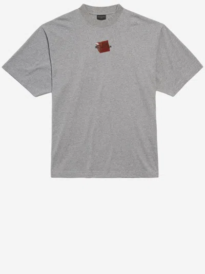 Balenciaga Grey Logo T-shirt In Gray