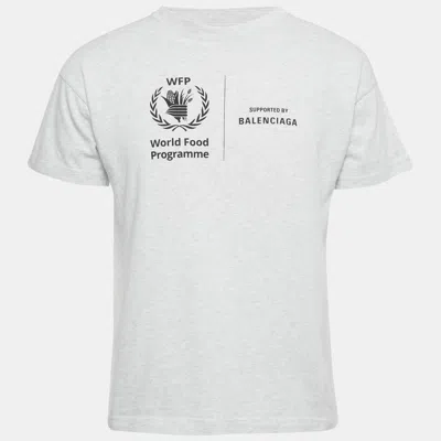 Pre-owned Balenciaga Grey Melange Wfp Print Jersey T-shirt Xs In Gray