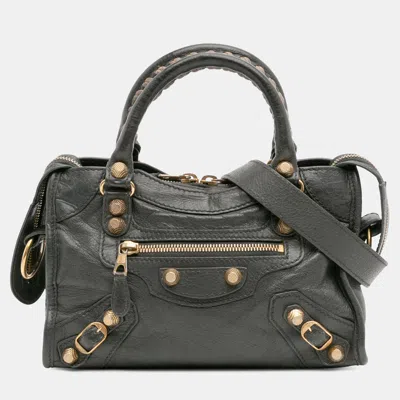 Pre-owned Balenciaga Grey Mini Giant 12 Lambskin Classic City Satchel In Gray