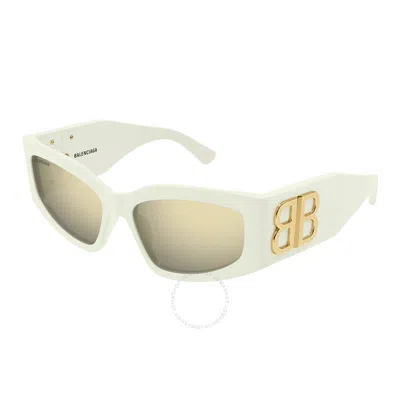 Balenciaga Grey Mirror Cat Eye Ladies Sunglasses Bb0321s 010 57 In Neutral