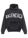 Balenciaga Black Hoodie With Logo Lettering On The Front And Logo Print On The Back In Cotton Man