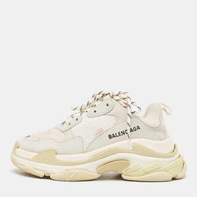 Pre-owned Balenciaga Grey Nubuck And Mesh Triple S Sneakers Size 37