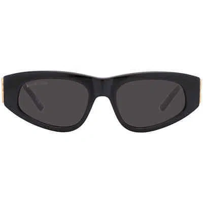 Pre-owned Balenciaga Grey Oval Ladies Sunglasses Bb0095s 001 53 Bb0095s 001 53 In Gray