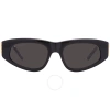 Balenciaga Grey Rectangular Ladies Sunglasses Bb0096s 001 51 In Black / Gold / Grey