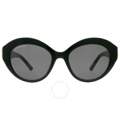 Balenciaga Grey Oval Ladies Sunglasses Bb0133s 001 52 In Black / Grey
