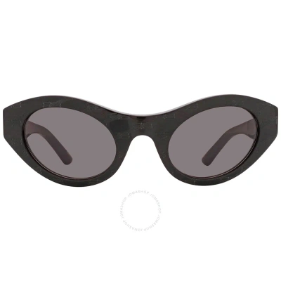 Balenciaga Grey Oval Unisex Sunglasses Bb0250s 001 52 In Black / Grey