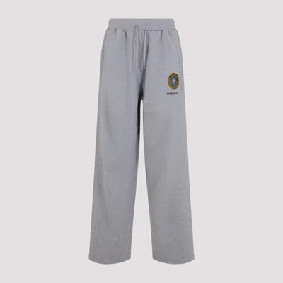 Balenciaga Grey Oversize Cotton Track Pants In Gray