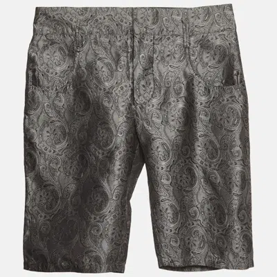 Pre-owned Balenciaga Grey Paisley Print Jacquard Shorts S In Gray