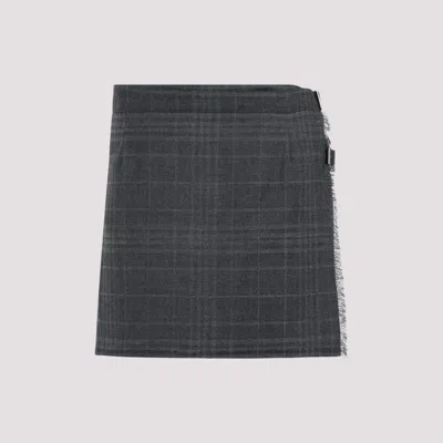 Balenciaga Grey Pleated Wool Mini Skirt In Gray
