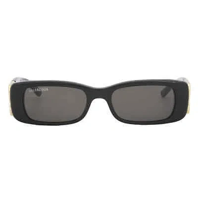 Pre-owned Balenciaga Grey Rectangular Ladies Sunglasses Bb0096s 001 51 Bb0096s 001 51 In Gray
