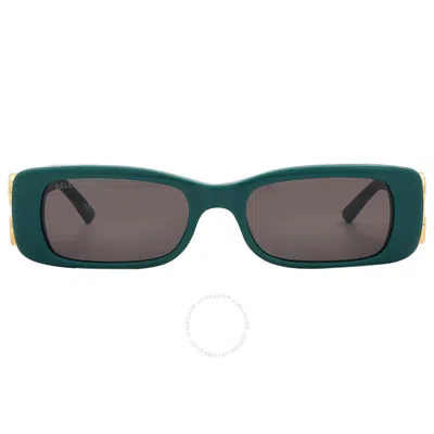 Balenciaga Grey Rectangular Ladies Sunglasses Bb0096s 006 51 In Green