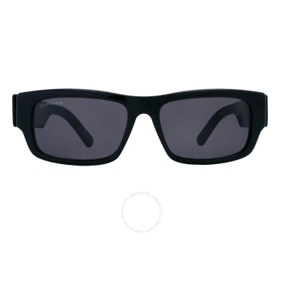 Balenciaga Grey Rectangular Men's Sunglasses Bb0261sa 001 57 In Black / Grey