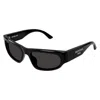 Balenciaga Grey Rectangular Unisex Sunglasses Bb0388s 001 56 In Black