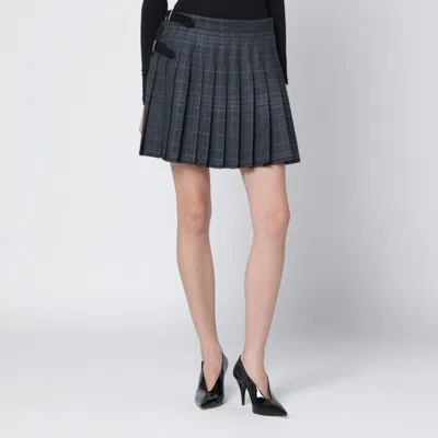 BALENCIAGA BALENCIAGA GREY SHADOW-EFFECT TARTAN MINI SKIRT