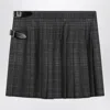 Balenciaga Grey Shadow-effect Tartan Mini Skirt Women In Black