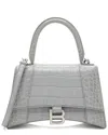 Balenciaga Grey Shiny Croc-embossed Calfskin Hourglass Small Top Handle  (authentic Pre-loved) In Gray