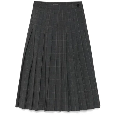 BALENCIAGA BALENCIAGA GREY SKIRTS - PLEATED SKIRTS WOMEN