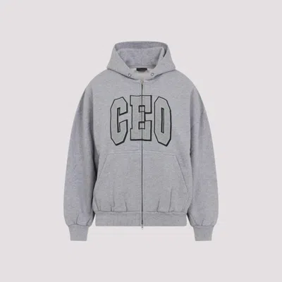 BALENCIAGA GREY SMALL FIT ZIP-UP COTTON SWEATSHIRT