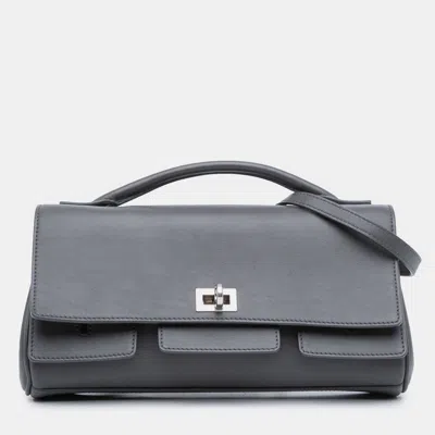 Pre-owned Balenciaga Grey Small Smooth Calfskin Bel Air Clutch On Strap In Gray