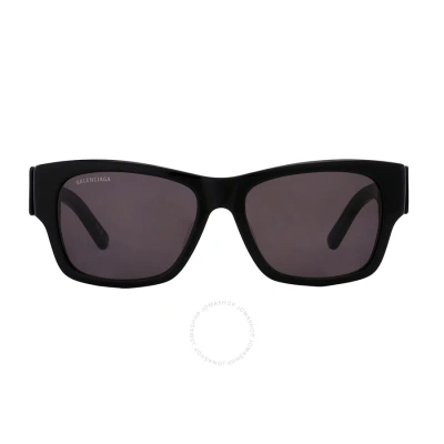 Balenciaga Grey Square Unisex Sunglasses Bb0262sa 001 56 In Black / Grey