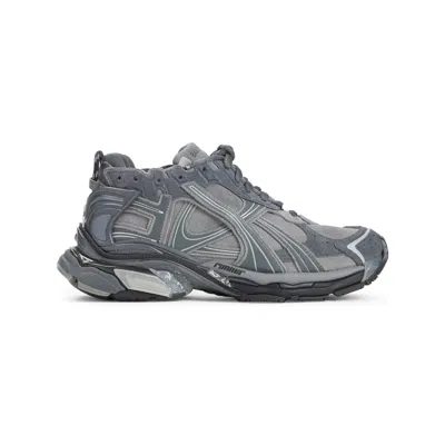 Balenciaga Grey Suede Leather Runner Sneakers In Gray