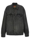 Balenciaga Denim Jacket With Used Effect Casual Jackets And Parka Gray In Black