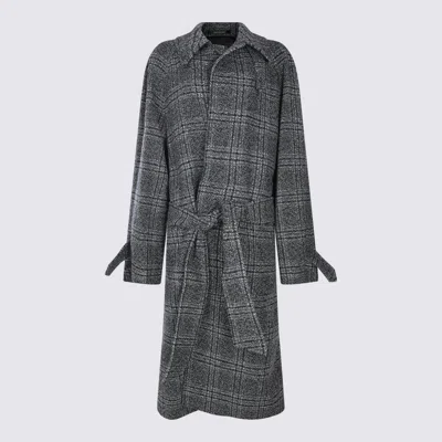 Balenciaga Vintage Checked Wool One Layer Raglan Coat Clothing In Black