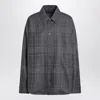 Balenciaga Grey Wool Tartan Shirt Jacket In Black