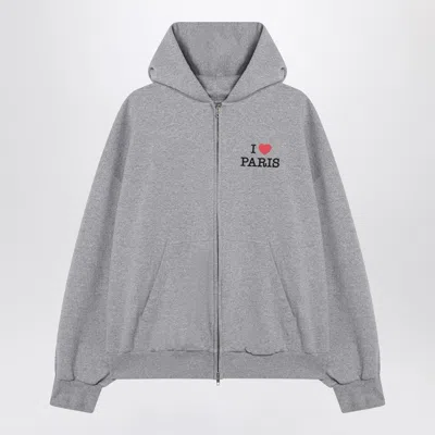 BALENCIAGA GREY ZIP-UP SWEATSHIRT I LOVE PARIS